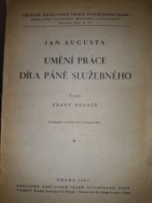 kniha Umění práce díla Páně služebného, Královská česká společnost nauk 1941