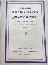 kniha Rodina pěvce Slávy dcery, Český čtenář 1928