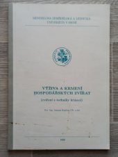 kniha Výživa a krmení hospodářských zvířat (cvičení z techniky krmení), Mendelova zemědělská a lesnická univerzita 1995