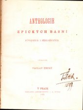 kniha Anthologie epických básní původních i přeložených, I.L. Kober 1875
