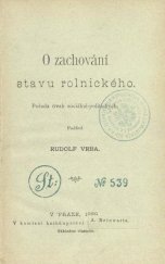 kniha O zachování stavu rolnického pořada úvah sociálně-politických, R. Vrba 1889