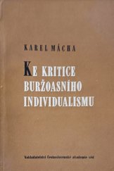 kniha Ke kritice buržoasního indvidualismu, Československá akademie věd 1960