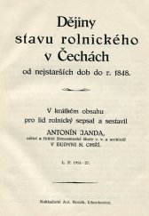 kniha Dějiny stavu rolnického v Čechách od nejstarších dob do r. 1848 L.P. 1914-27, Nakladatelství rolnických příruček (Ant. Novák) 1930