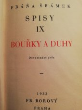 kniha Bouřky a duhy devatenáct próz, Fr. Borový 1933