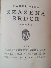 kniha Zkažená srdce román, Karel Vika 1929