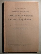 kniha Základy přednášek o exekuci na movitosti a exekuci zajišťovací ..., Všehrd 1924