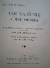 kniha Vlk Kajícník a jiné příběhy, Josef Birnbaum 1928