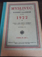 kniha Myslivec Rodinný kalendář, Josef V. Rozmara 1922