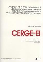 kniha Analysis of electricity industry liberalization in Great Britain: how did the bidding behavior of electricity producers change?, CERGE-EI 2010