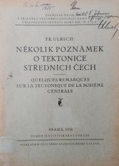 kniha Několik poznámek o tektonice středních Čech Quelques remarques sur la tectonique de la Bohéme centrale, Státní tiskárna 1930