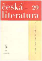 kniha Česká literatura  ročník 29 - 5 / 1981, Ústav pro českou a světovou literaturu Akademie věd České republiky 1981