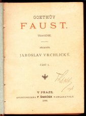 kniha Goethův Faust tragedie, F. Šimáček 1890