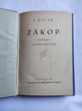 kniha ZÁKOP Povídky z doby válečné, R. Promberger 1926