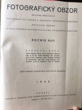 kniha Fotografický obzor Spojené měsíčníky Fotografický obzor a Rozhledy fotografa amatéra, Svaz československých klubů fotografů amatérů 1935