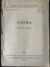 kniha Statika Určeno pro posl. fak. strojní, SNTL 1963