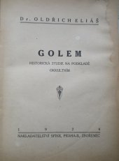 kniha Golem Hist. studie na podkl. okult., Sfinx 1924