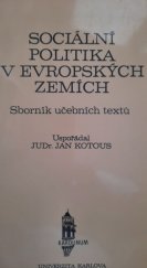 kniha Sociální politika v evropských zemích sborník učebních textů, Karolinum  1995