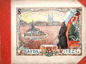 kniha Pravda vítězí Deset československých vlasteneckých zpěvů s obrazy a výzdobou Jana Dědiny, B. Szalatnay 1926