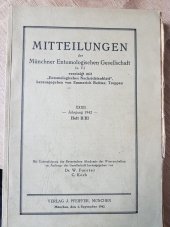 kniha Mitteilungen  der Münchner Entomologischen Gesellschaft, Verlag J. Pfeiffer 1942