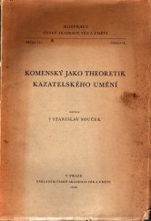 kniha Komenský jako theoretik kazatelského umění, Česká akademie věd a umění 1938