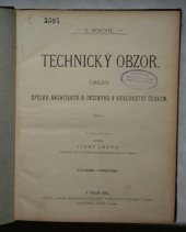 kniha Technický obzor, ročník 2 Orgán Spolku architektů a inženýrů v království Českém, Spolek architektů a inženýrů v Království českém 1894