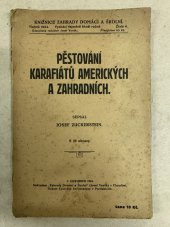 kniha Pěstování karafiátů amerických a zahradních, Josef Vaněk 1924