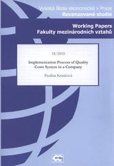 kniha Implementation process of quality costs system in a company, Oeconomica 2010