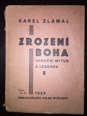 kniha Zrození boha vánoční mytus a legenda, Volná myšlenka 1929